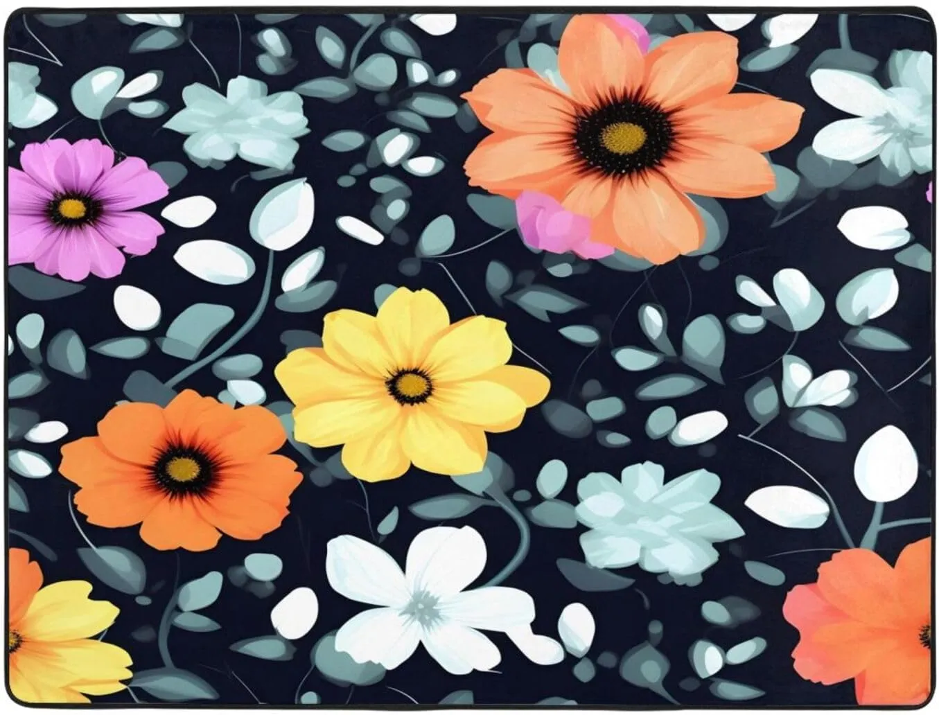 EkcoS Beautiful Colourful Flowers Large Area Rugs for Living Room, Super Soft Fluffy Modern Bedroom Rug,Soft Plush Furry Bedside Rug,(63x48in)