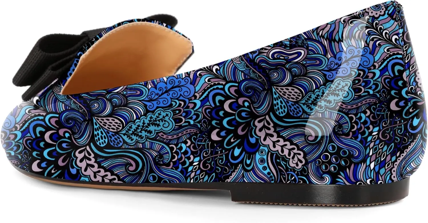 Eldof Women's Loafer Flat Pointed Toe Bow Tie Ballet Slip on Comfortable Dress Work Shoes