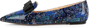 Eldof Women's Loafer Flat Pointed Toe Bow Tie Ballet Slip on Comfortable Dress Work Shoes