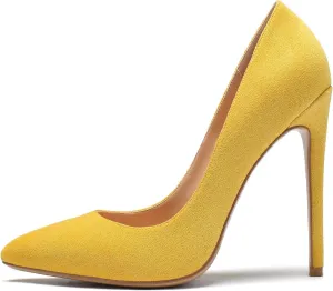 Eldof Women's Stilettos High Heels Slip On Pointed Closed Toe Classic Wedding Party Dressy Pumps 4.7 Inches