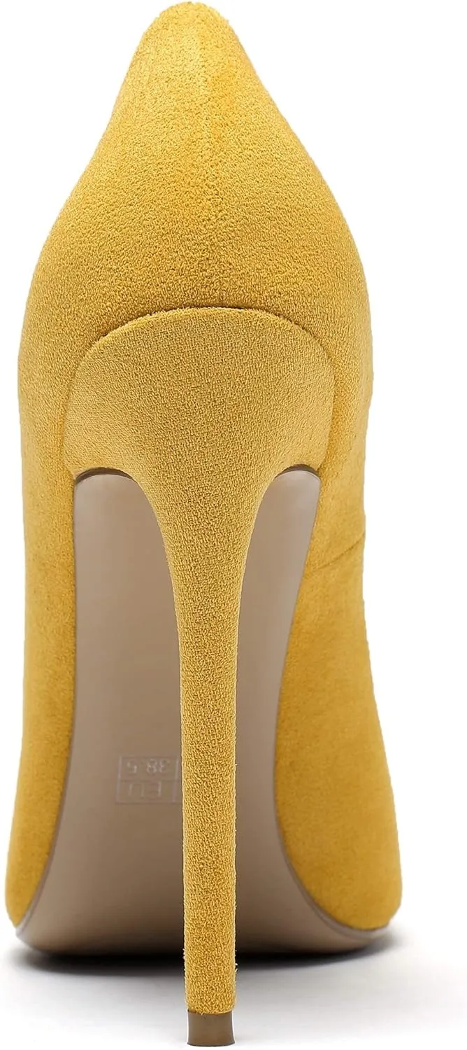 Eldof Women's Stilettos High Heels Slip On Pointed Closed Toe Classic Wedding Party Dressy Pumps 4.7 Inches