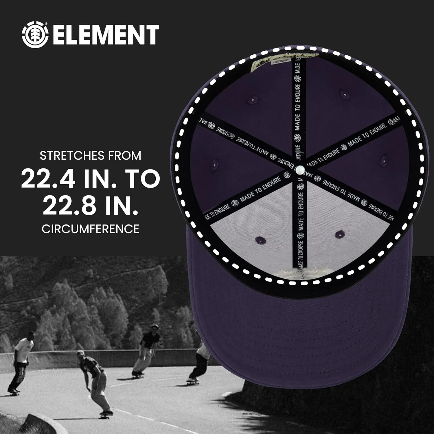 Element Baseball Hat, Adult Flex Fit Active Sport Cap with Curved Brim