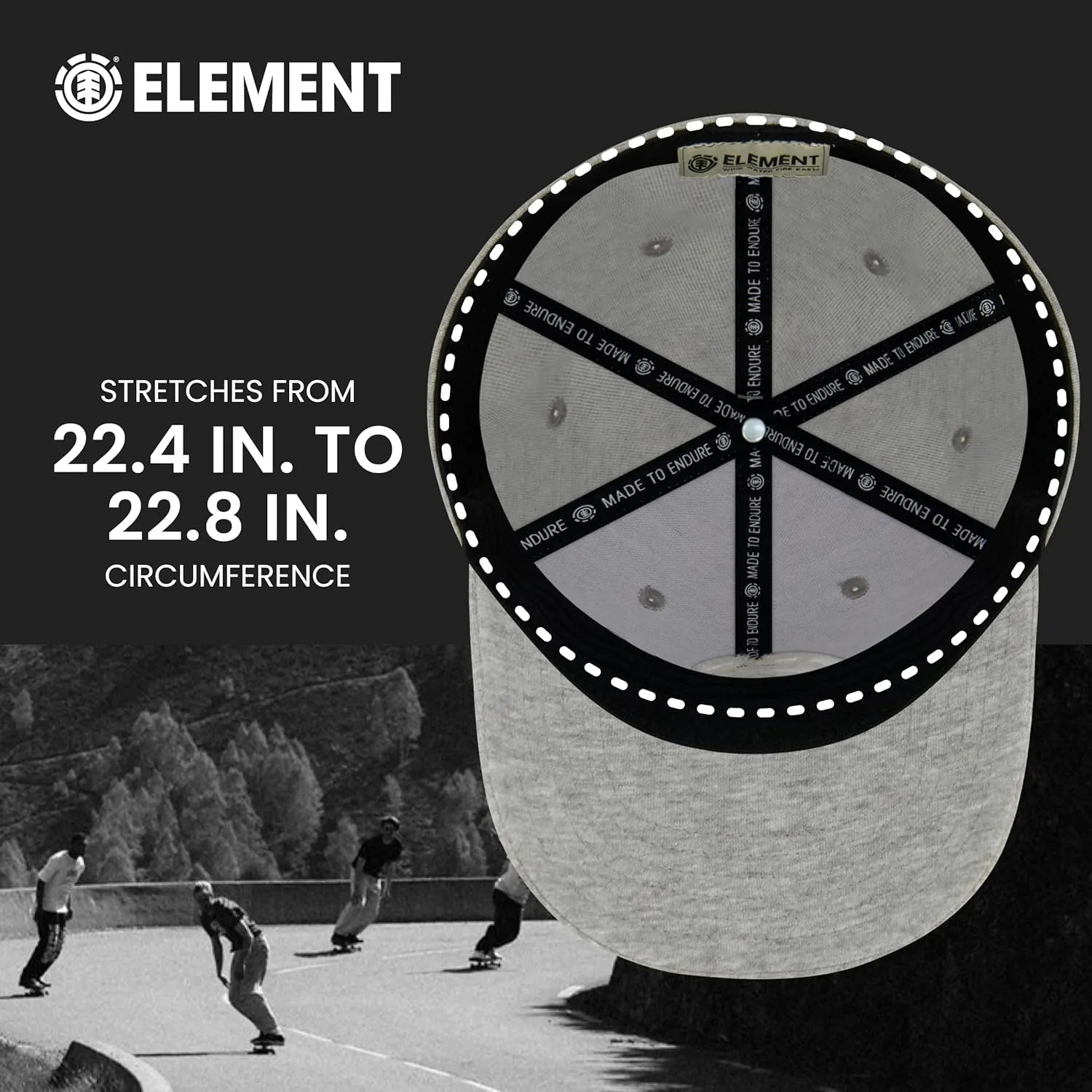 Element Baseball Hat, Adult Flex Fit Active Sport Cap with Curved Brim