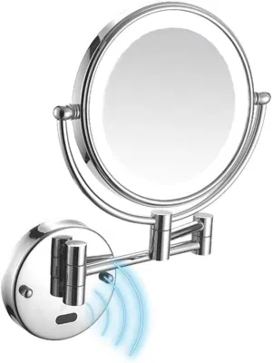 ELTOX Wall Mounted Makeup Mirror Two-Sided Swivel Wall Mount Mirror Two-Sided Extendable 360 Degree Swivel Extendable Arm (Color : Matte Black, Size : 7X)