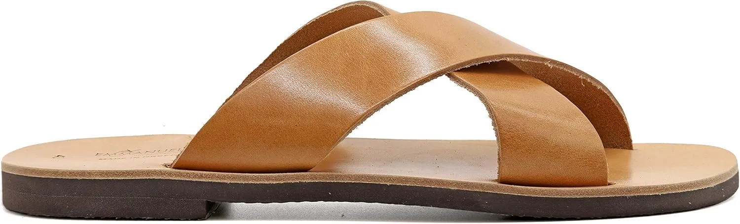 Emmanuela Greek Leather Cross Strap Sandals for Men, Quality Handmade Men's Sandals, Mens X Strappy Summer Shoes