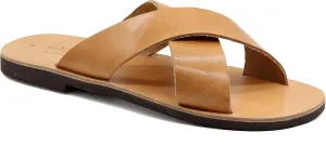 Emmanuela Greek Leather Cross Strap Sandals for Men, Quality Handmade Men's Sandals, Mens X Strappy Summer Shoes