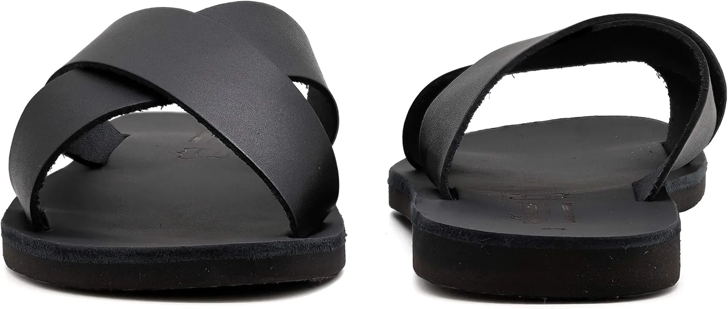 Emmanuela Greek Leather Cross Strap Sandals for Men, Quality Handmade Men's Sandals, Mens X Strappy Summer Shoes