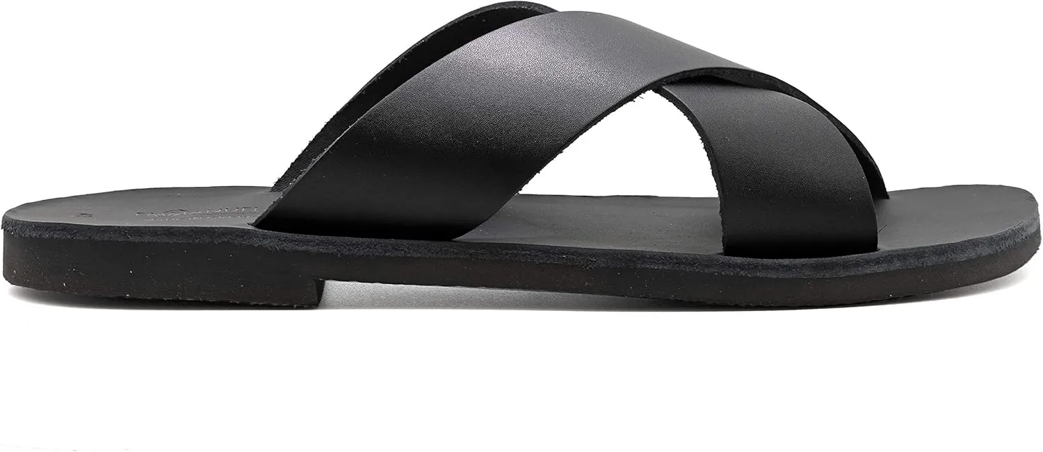 Emmanuela Greek Leather Cross Strap Sandals for Men, Quality Handmade Men's Sandals, Mens X Strappy Summer Shoes