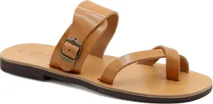Emmanuela Greek Leather Split Toe Sandals for Men, Quality Handmade Men's Sandals with adjustable Buckle Strap, Mens Strappy Summer Shoes