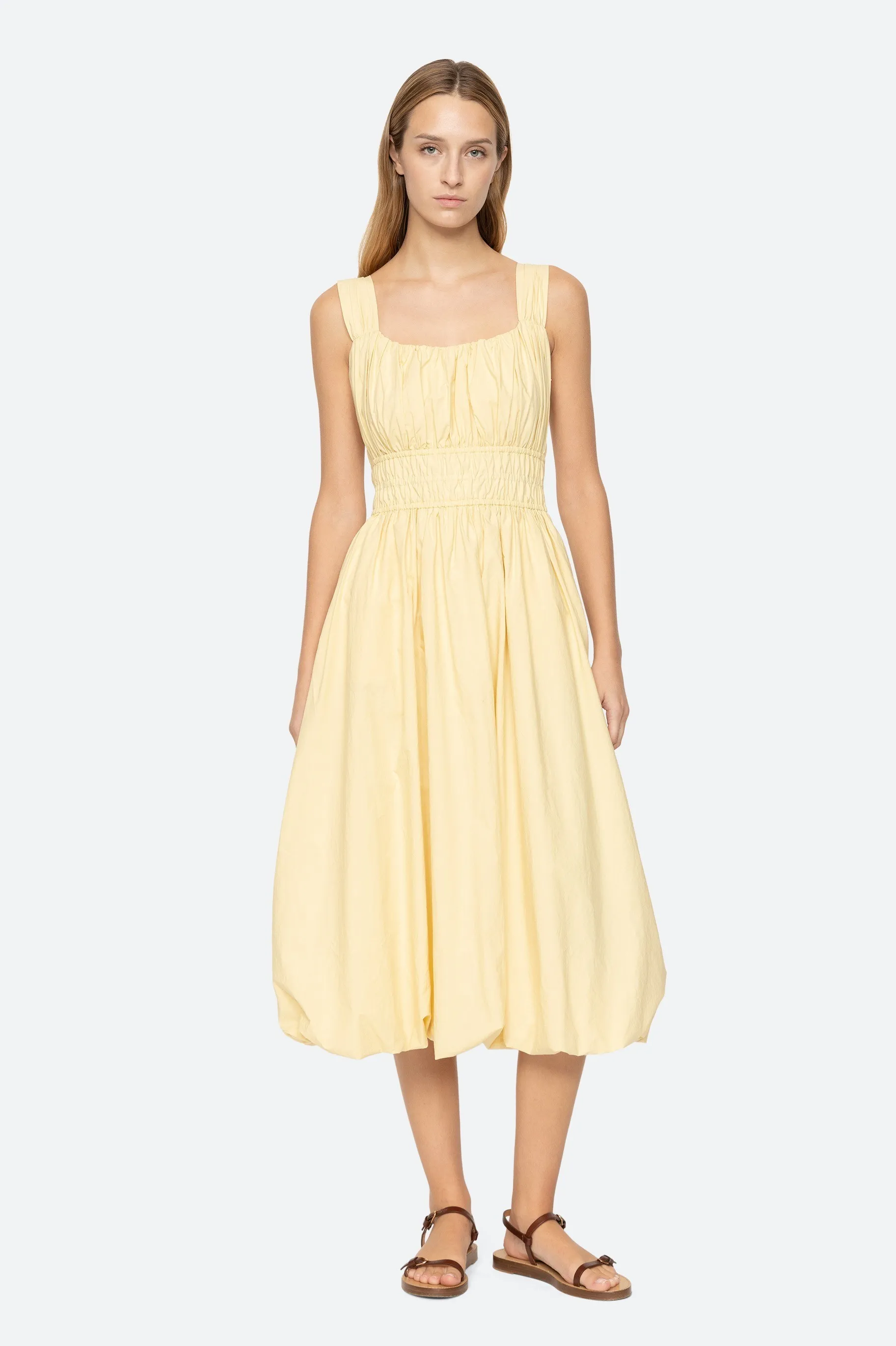 Emmet Bubble Midi Dress - Butter