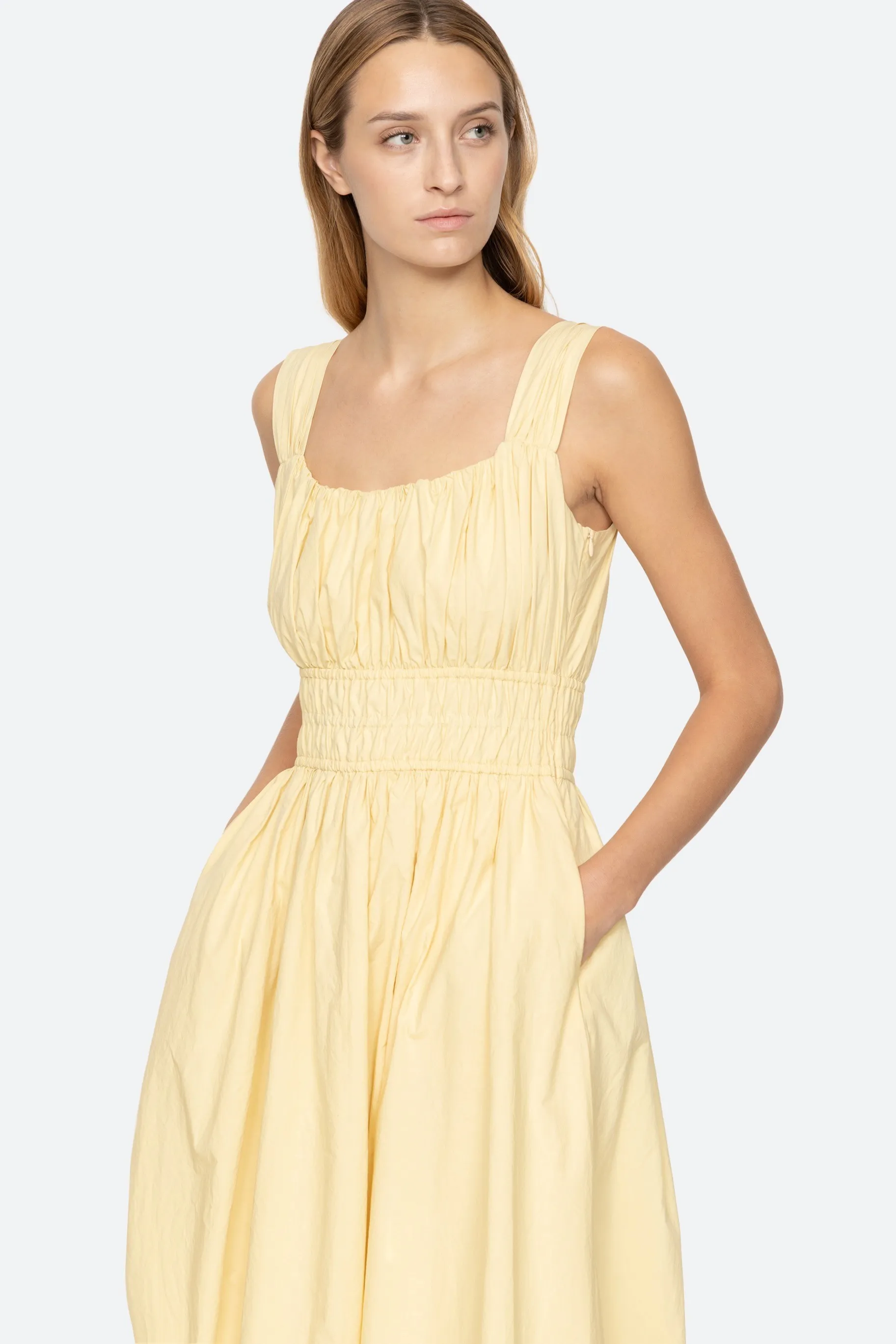 Emmet Bubble Midi Dress - Butter