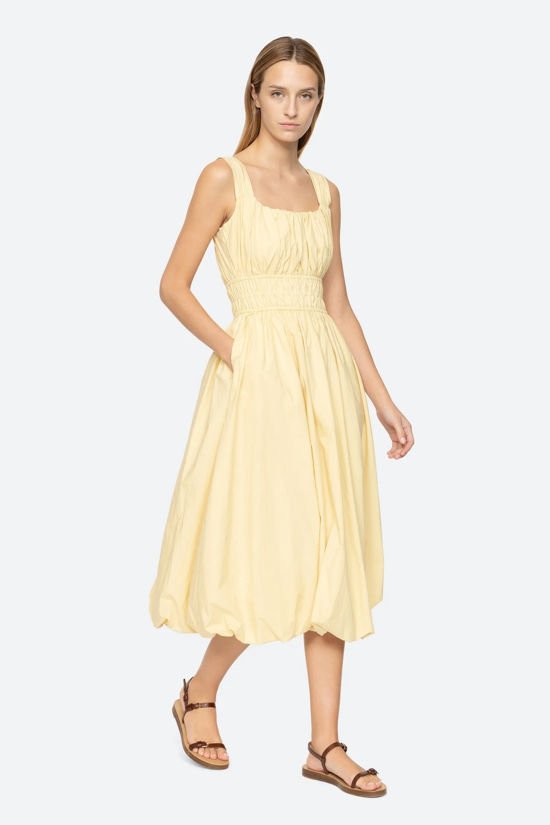 Emmet Bubble Midi Dress - Butter
