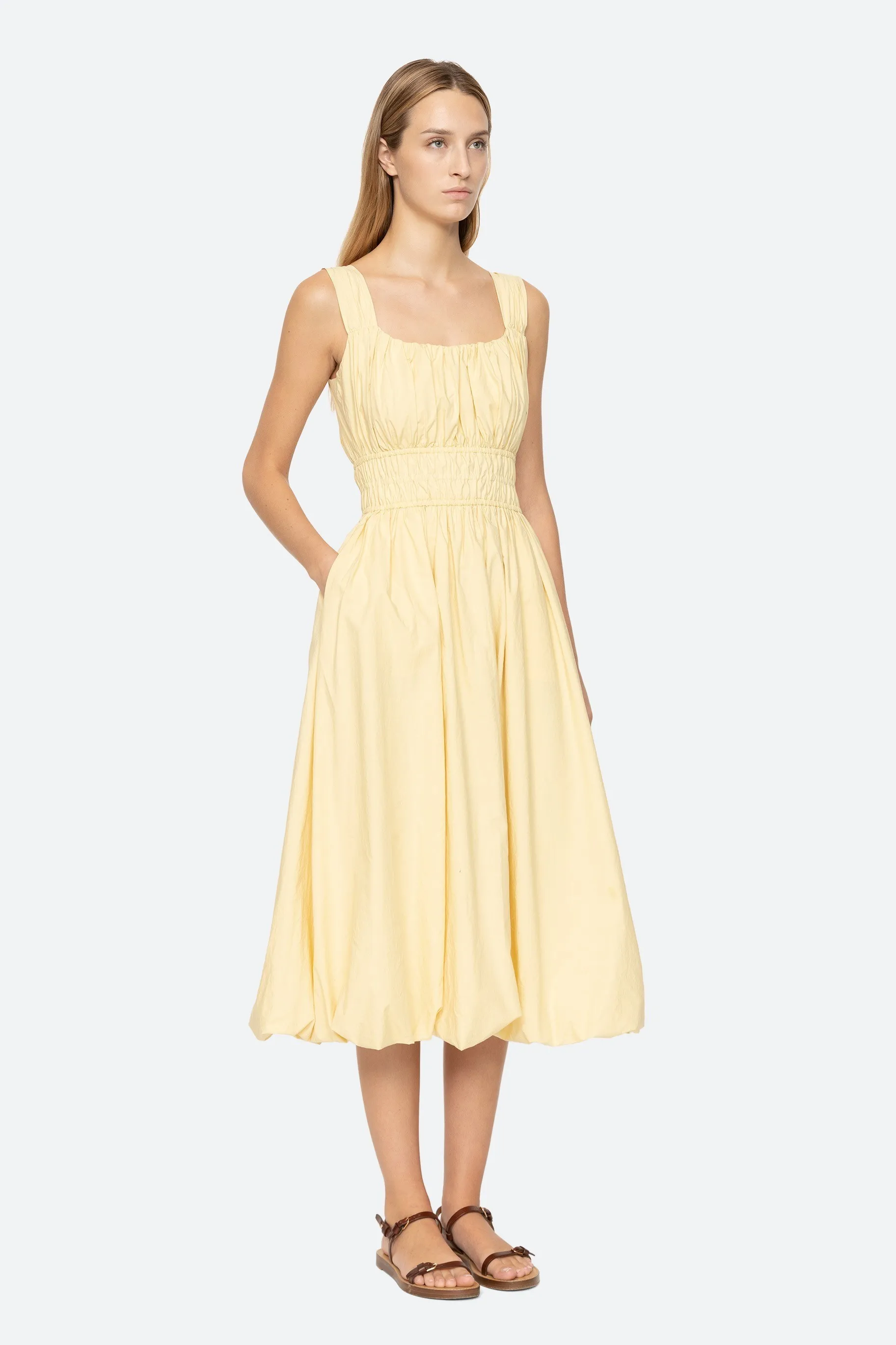 Emmet Bubble Midi Dress - Butter