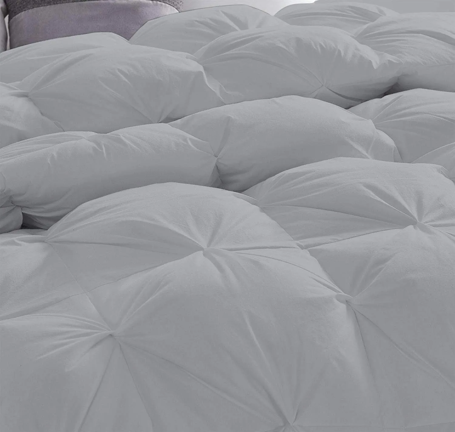 Emperor 7 Piece Pinch Pleated Bed in a Bag (15 inch Deep Pocket Sheet Set and 500GSM Comforter) 1000 Thread Count Egyptian Cotton Comforter Bedding Set - Silver Grey