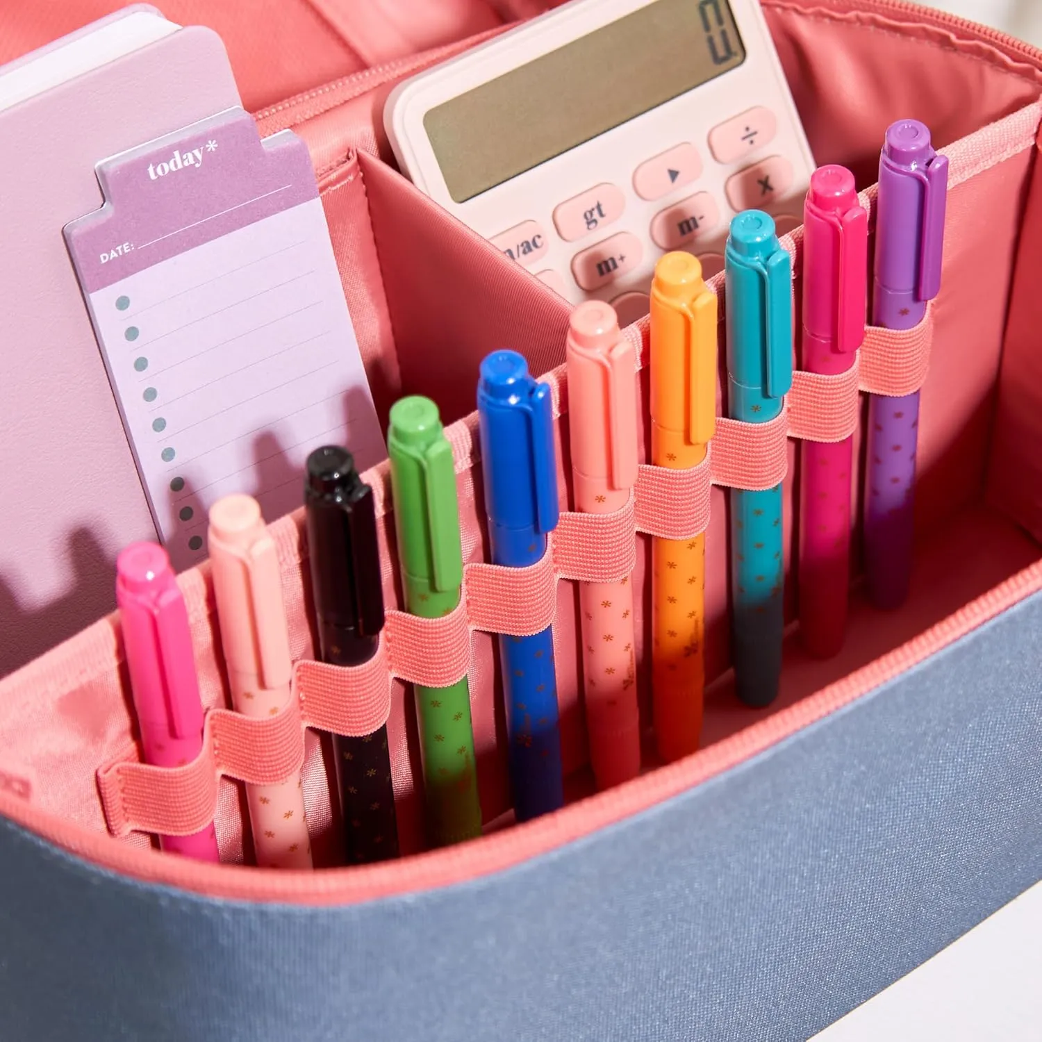 Erin Condren Medium Organizer Case, Stylish Sapphire Multi-Purpose Travel Case, Removable Dividers and Sturdy Vegan Leather Handle, Carry Toiletries, Makeup, Jewelry and More