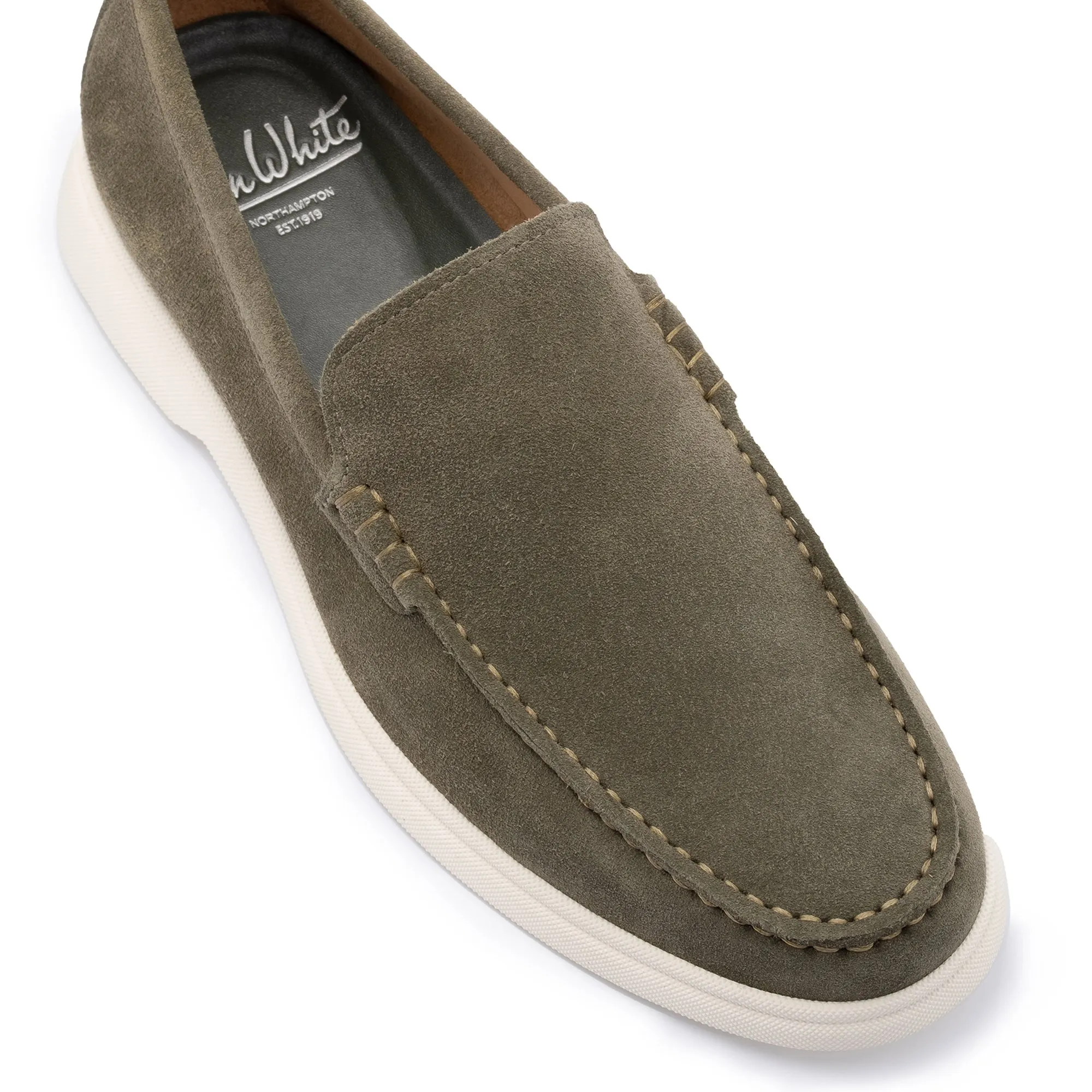 Ethan Green Plain Calf Suede Loafer