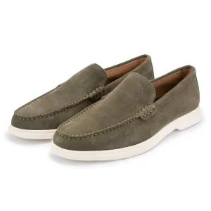 Ethan Green Plain Calf Suede Loafer