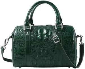 Fashion Lady Purse Genuine Crocodile Leather Women's Small Boston Bag Exotic Alligator Skin Zipper Closure Female Handbag