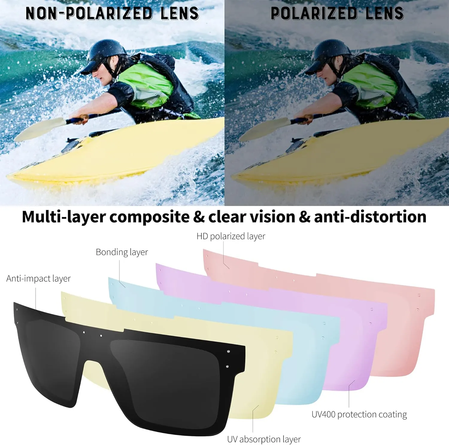 FEISEDY Men Sunglasses Polarized Oversized Square Flat Top Cycling Running Fishing Golf Hiking Sports B2990