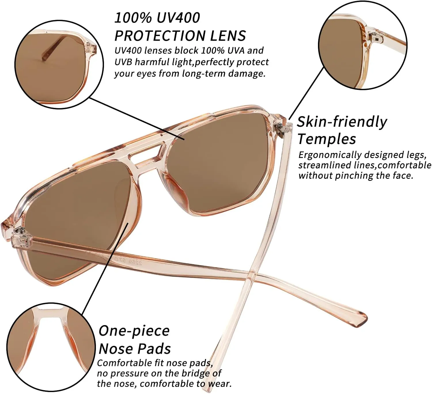 FEISEDY Retro Square Aviator Sunglasses Women Men 70s Vintage Trendy Plastic Frame Sun Glasses B2835