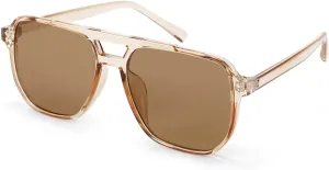 FEISEDY Retro Square Aviator Sunglasses Women Men 70s Vintage Trendy Plastic Frame Sun Glasses B2835