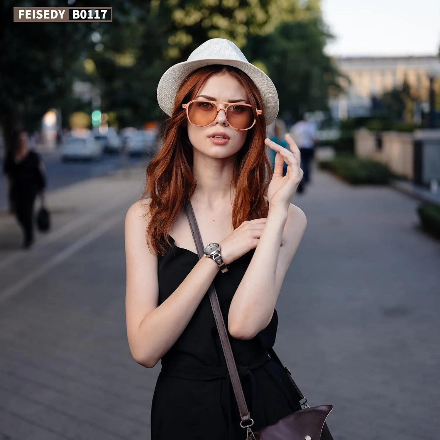 FEISEDY Vintage Square 70s Aviator Sunglasses Women Men Classic Trendy Acetate Frame UV400 Sun Glasses B0117