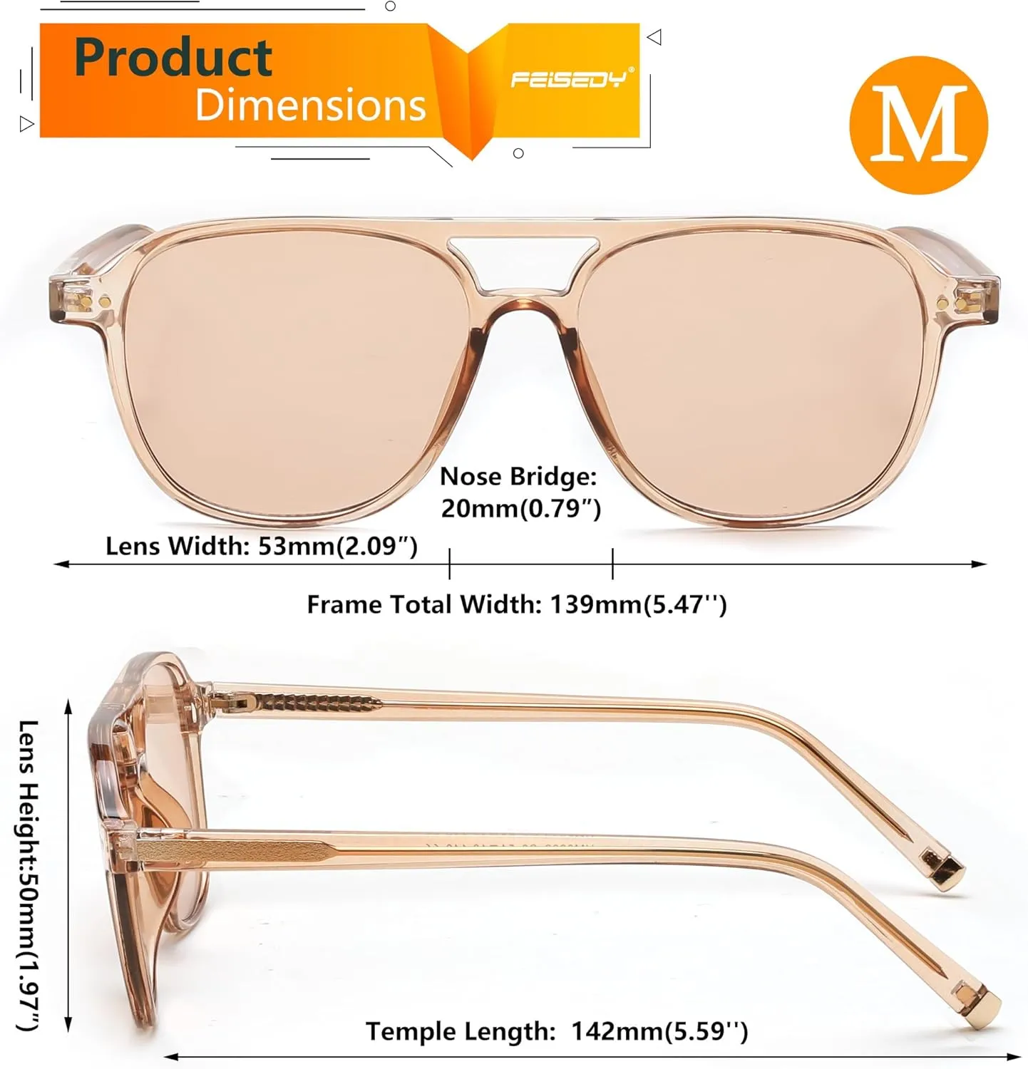 FEISEDY Vintage Square 70s Aviator Sunglasses Women Men Classic Trendy Acetate Frame UV400 Sun Glasses B0117