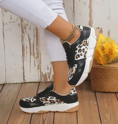 Female Leopard Print Color Matching Casual Sneaker Shoe