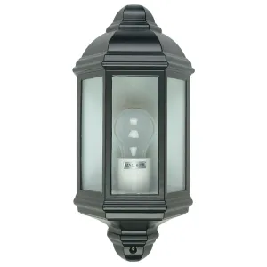 FENCHURCH - Traditional Black 1 Light Exterior Flush Wall Bracket With Clear Diffuser - IP44