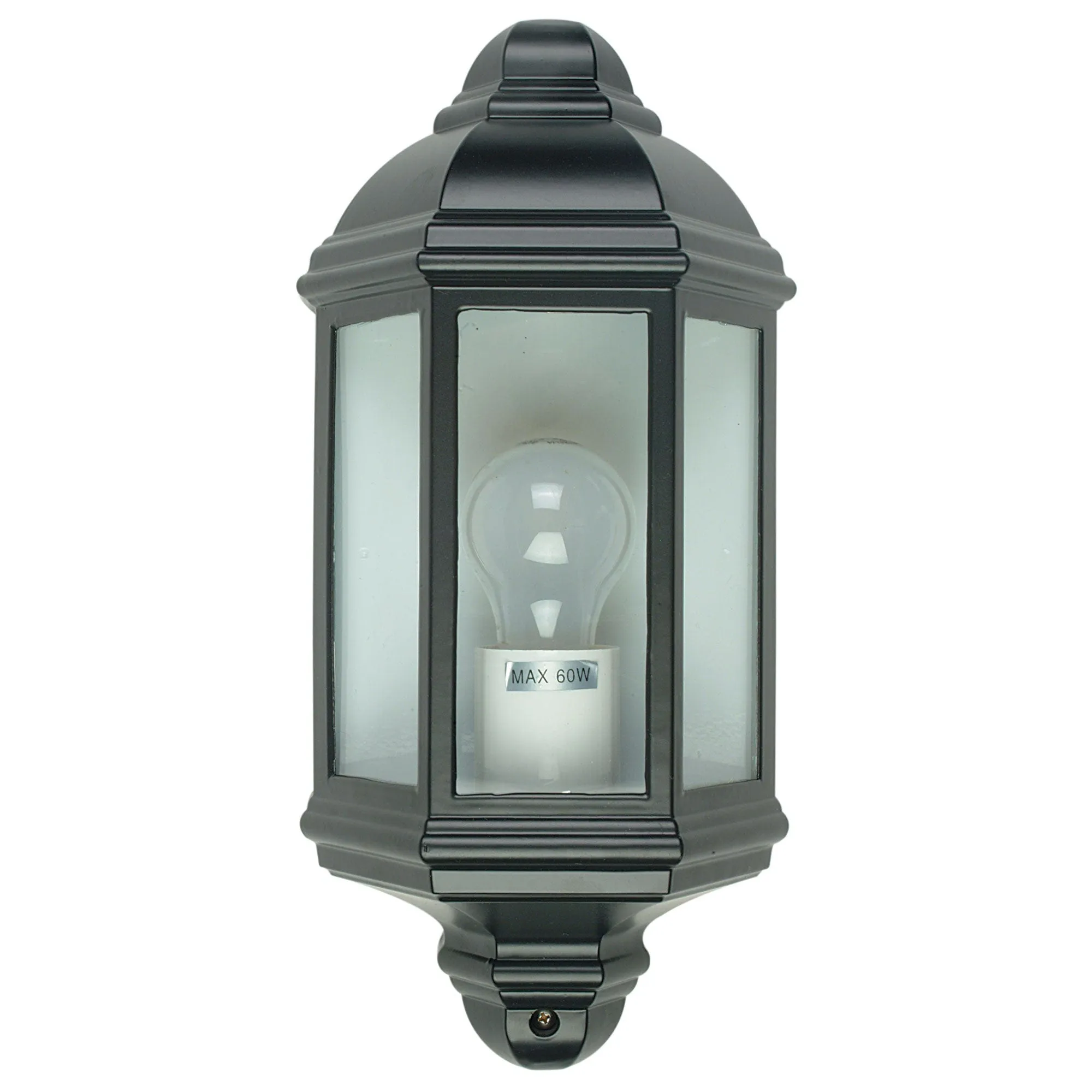 FENCHURCH - Traditional Black 1 Light Exterior Flush Wall Bracket With Clear Diffuser - IP44