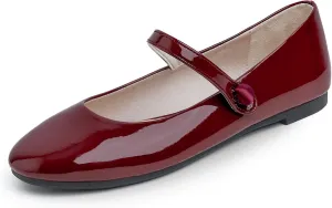 FEVERSOLE Women's Mary Jane Fashion Round Toe Easy Buckle Slip On Flats