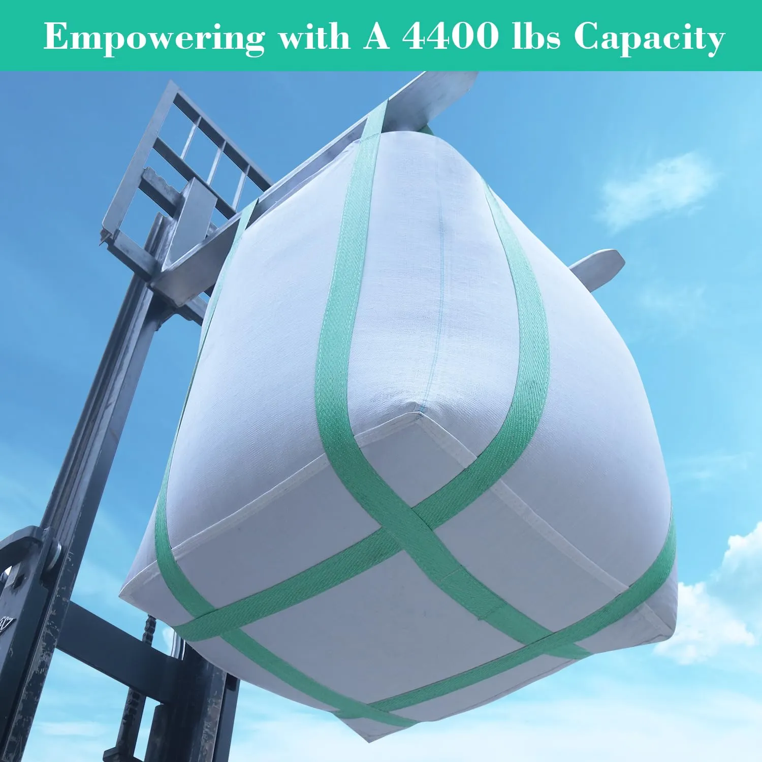 FIBC Bulk Bag,Super Sack 2 Ton Bag,35"L x 35"W x 43"H, 4400 lbs SWL, Duffle Top Flat Bottom,Four Loop Fibc Big Bag,Heavy Duty Bulk Bag for Industry Agriculture Construction