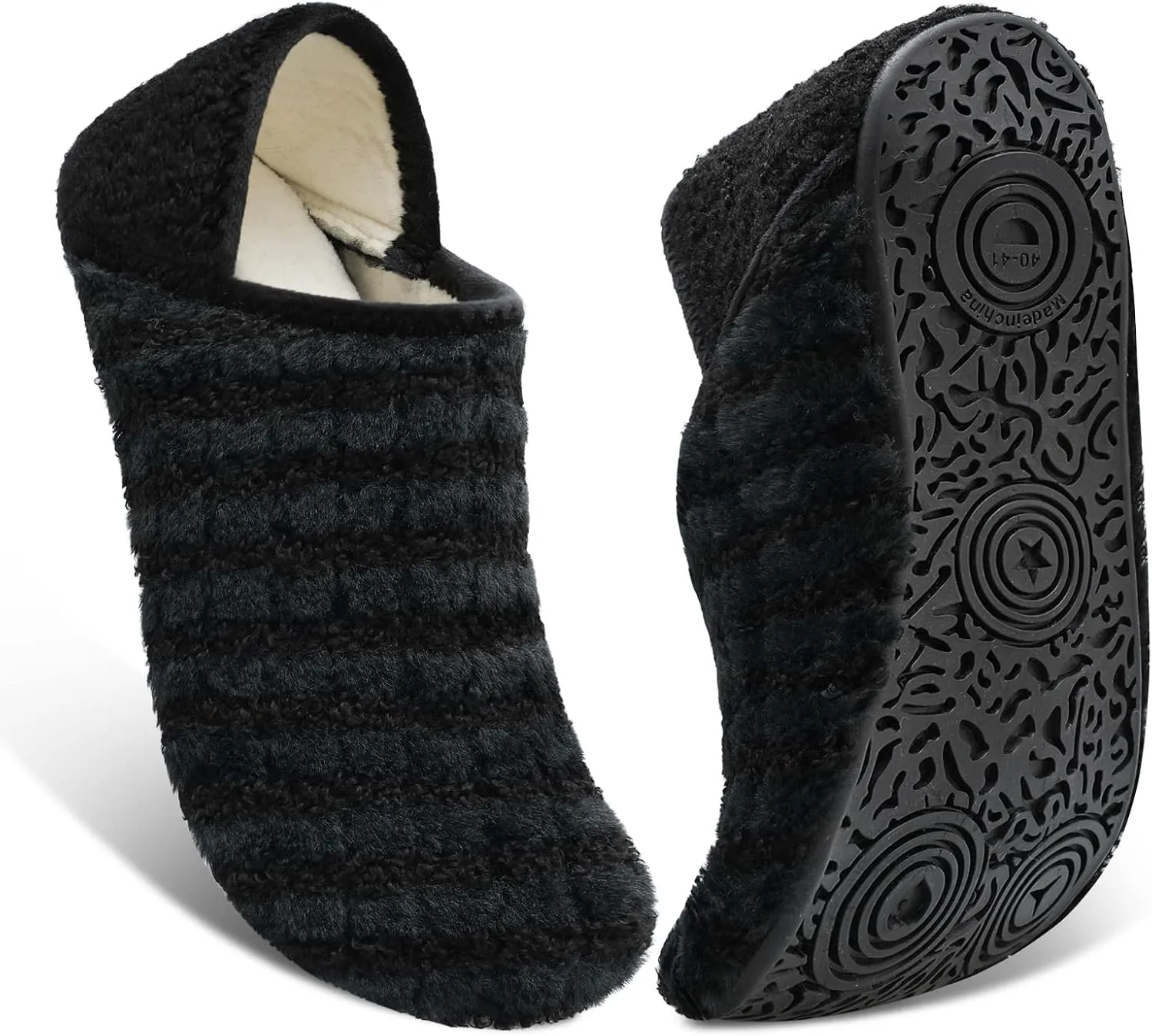 Fires Womens Mens Slippers with Rubber Sole Soft-Lightweight House Slipper Socks Around House Shoes Non Slip Indoor/Outdoor