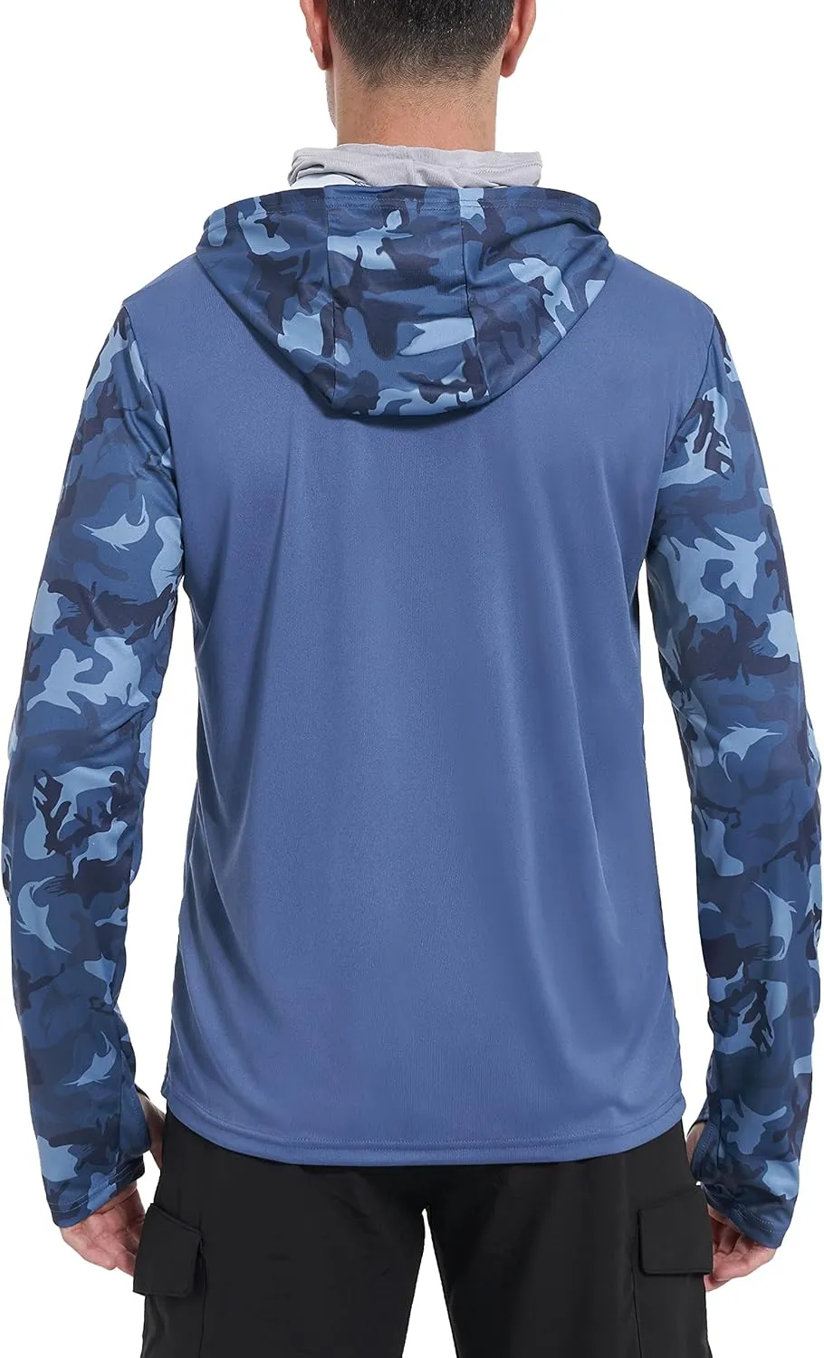 FISHEAL Men's Performance Fishing Hoodie Shirt - UPF 50  UV Sun Protection Long Sleeve Shirts with Mesh Face Mask