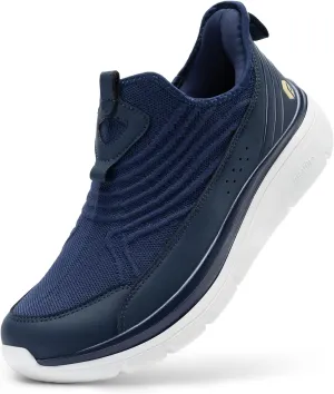 FitVille Men's Extra Wide Slip on Walking Shoes, Breathable Hands Free Slip on Sneakers, Comfortable Orthopedic Shoes for Standing All Day - Step Ease V1