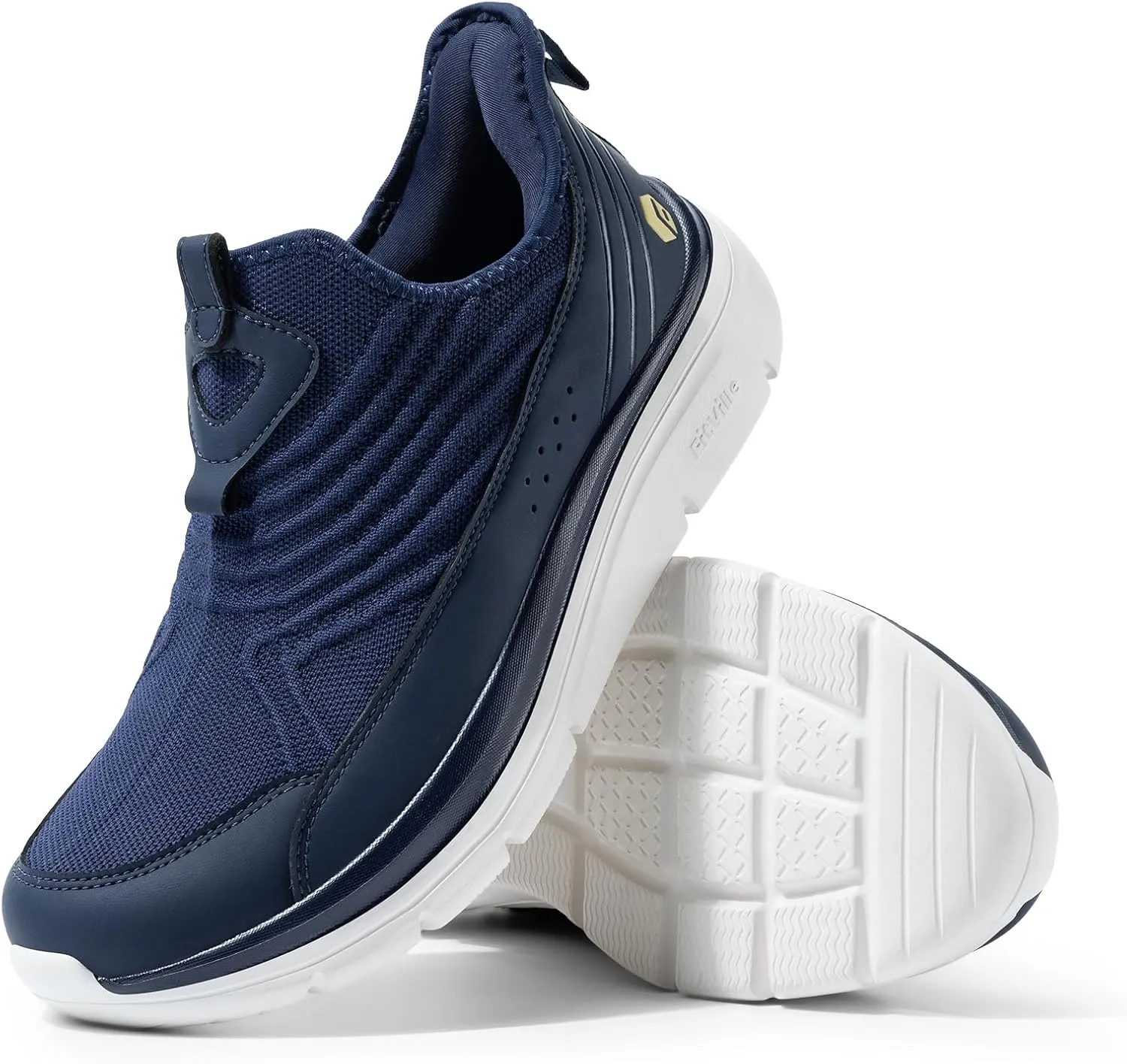 FitVille Men's Extra Wide Slip on Walking Shoes, Breathable Hands Free Slip on Sneakers, Comfortable Orthopedic Shoes for Standing All Day - Step Ease V1