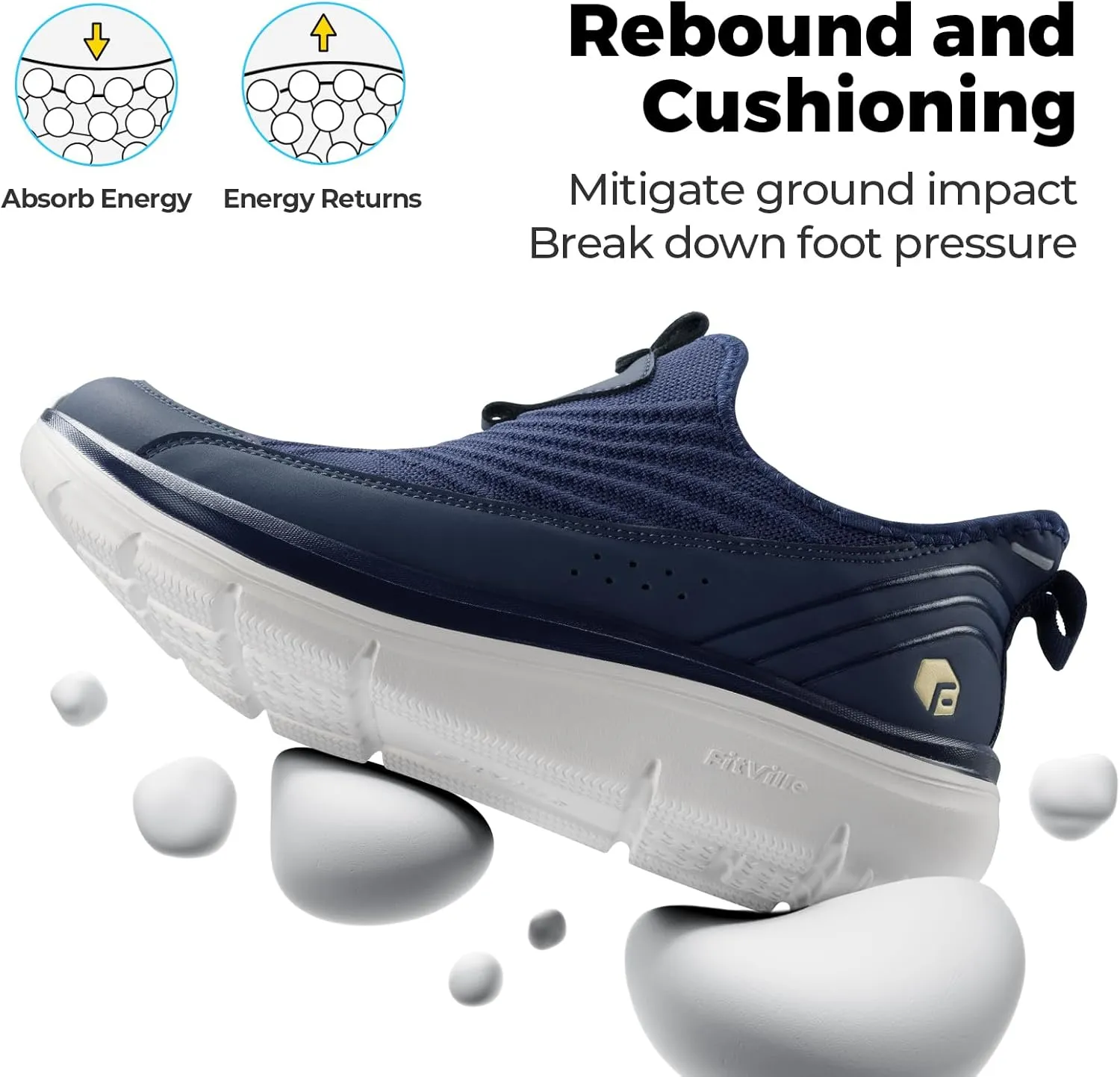 FitVille Men's Extra Wide Slip on Walking Shoes, Breathable Hands Free Slip on Sneakers, Comfortable Orthopedic Shoes for Standing All Day - Step Ease V1