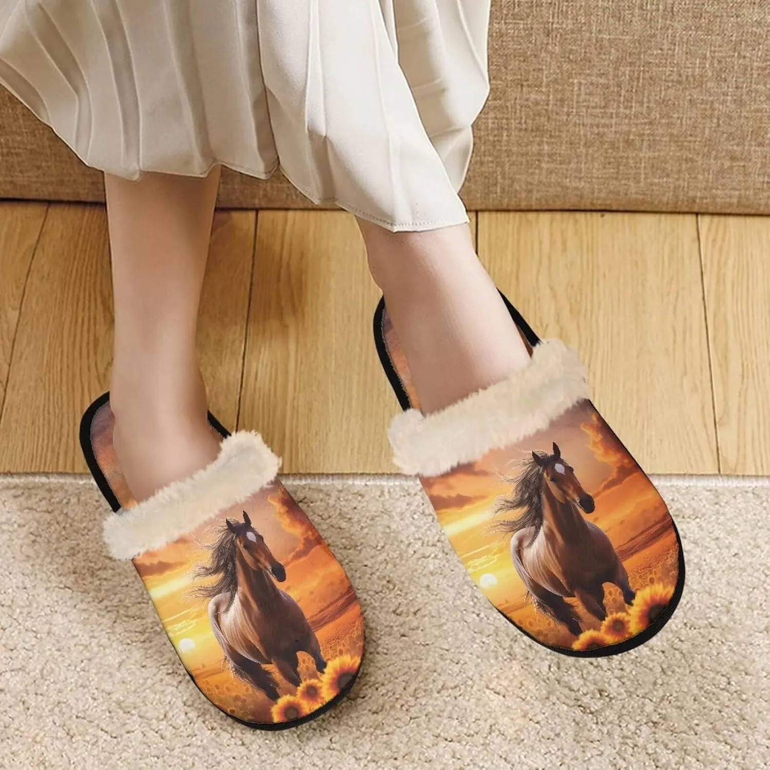 Flashideas House Slippers for Woman Fuzzy Keep Warm for Winter Indoor Soft Cushion Non-slip Fluffy Slides Slippers