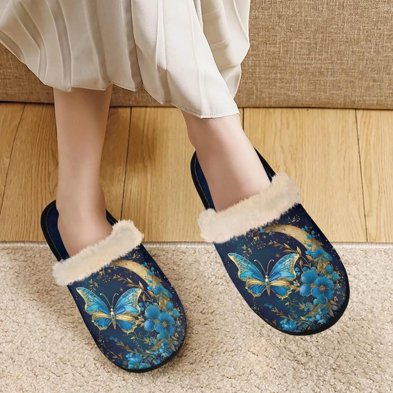 Flashideas House Slippers for Woman Fuzzy Keep Warm for Winter Indoor Soft Cushion Non-slip Fluffy Slides Slippers