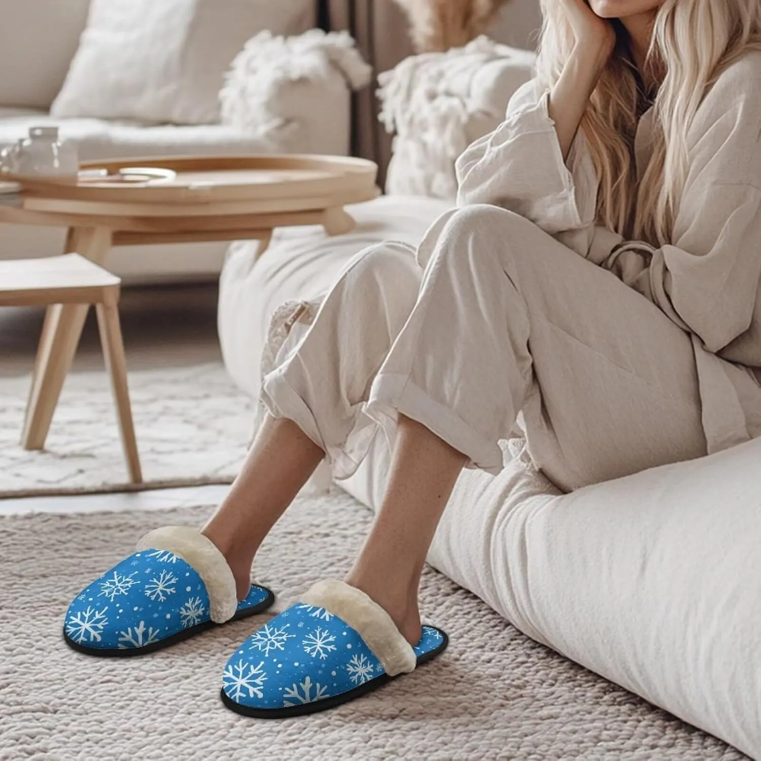 Flashideas Slippers for Women Retro Soft Fuzzy Slippers Couple Casual Fluffy Slippers for Indoor and Outdoor