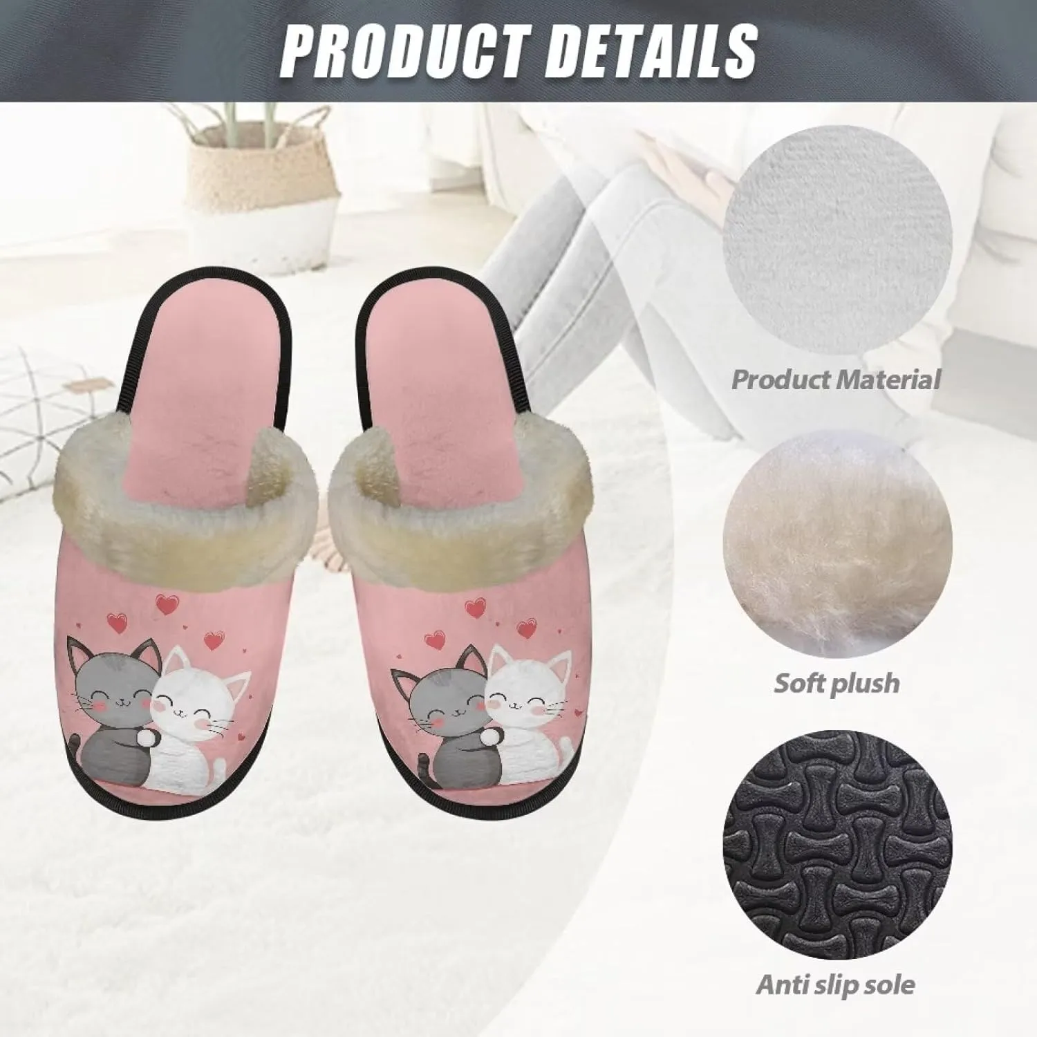 Flashideas Slippers for Women Retro Soft Fuzzy Slippers Couple Casual Fluffy Slippers for Indoor and Outdoor