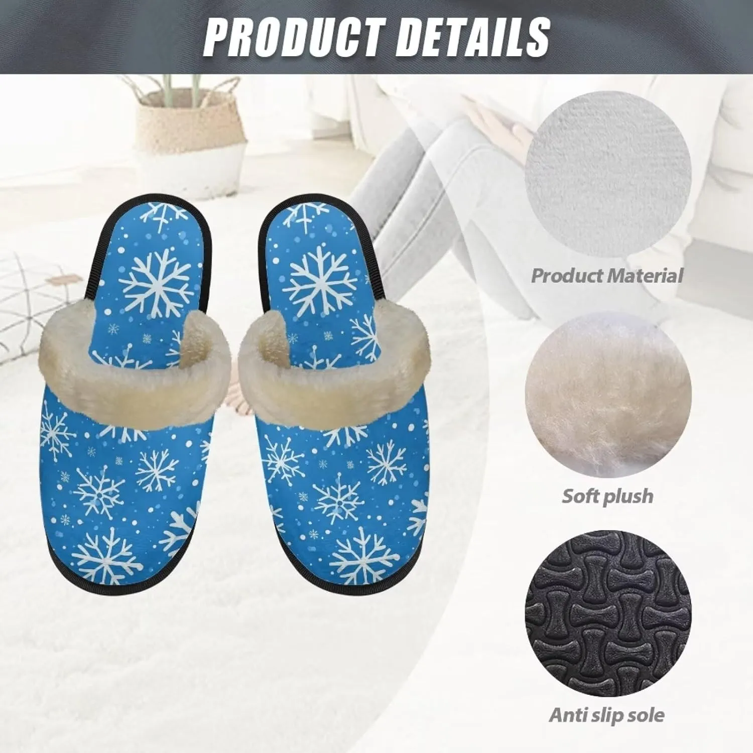 Flashideas Slippers for Women Retro Soft Fuzzy Slippers Couple Casual Fluffy Slippers for Indoor and Outdoor