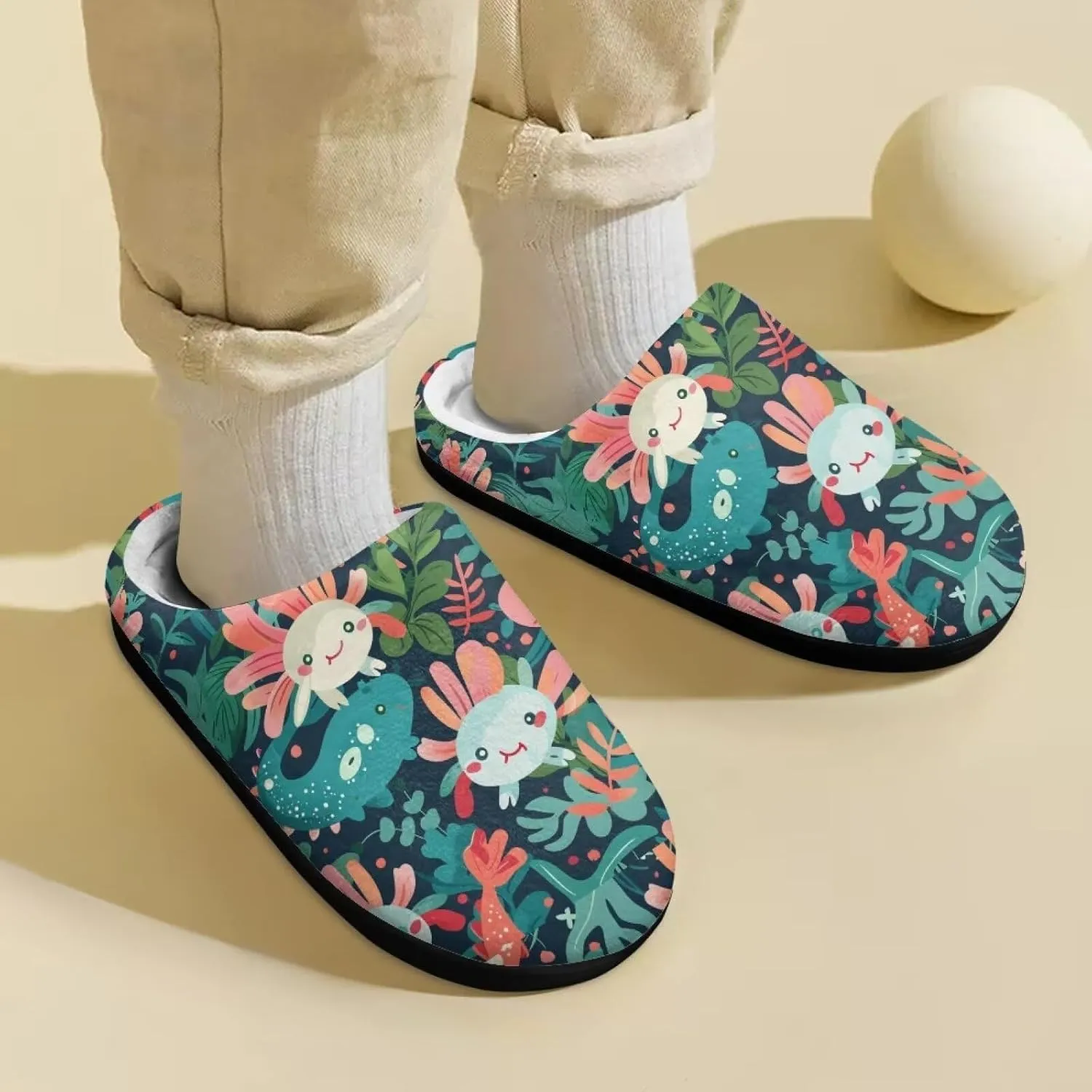 Flashideas Toddler Slippers Kids Fur Lined Warm Slip On Home Slippers Soft Plush Slippers