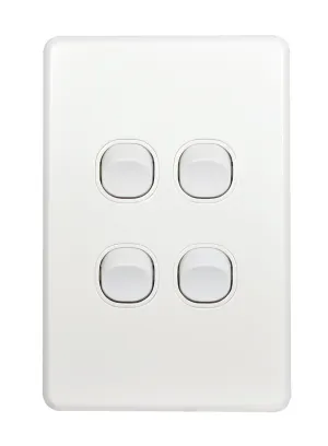 Flat Cat Slimline 4 Gang Complete Switch