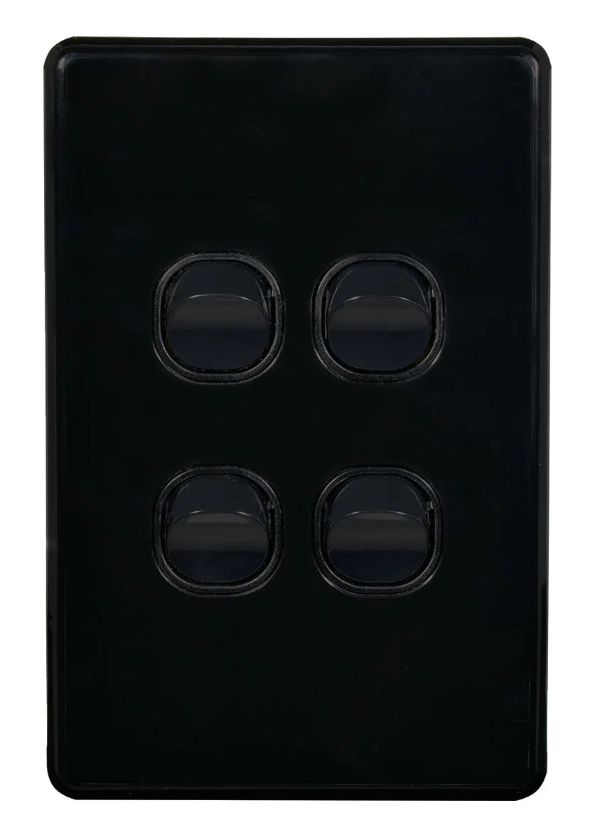 Flat Cat Slimline 4 Gang Complete Switch