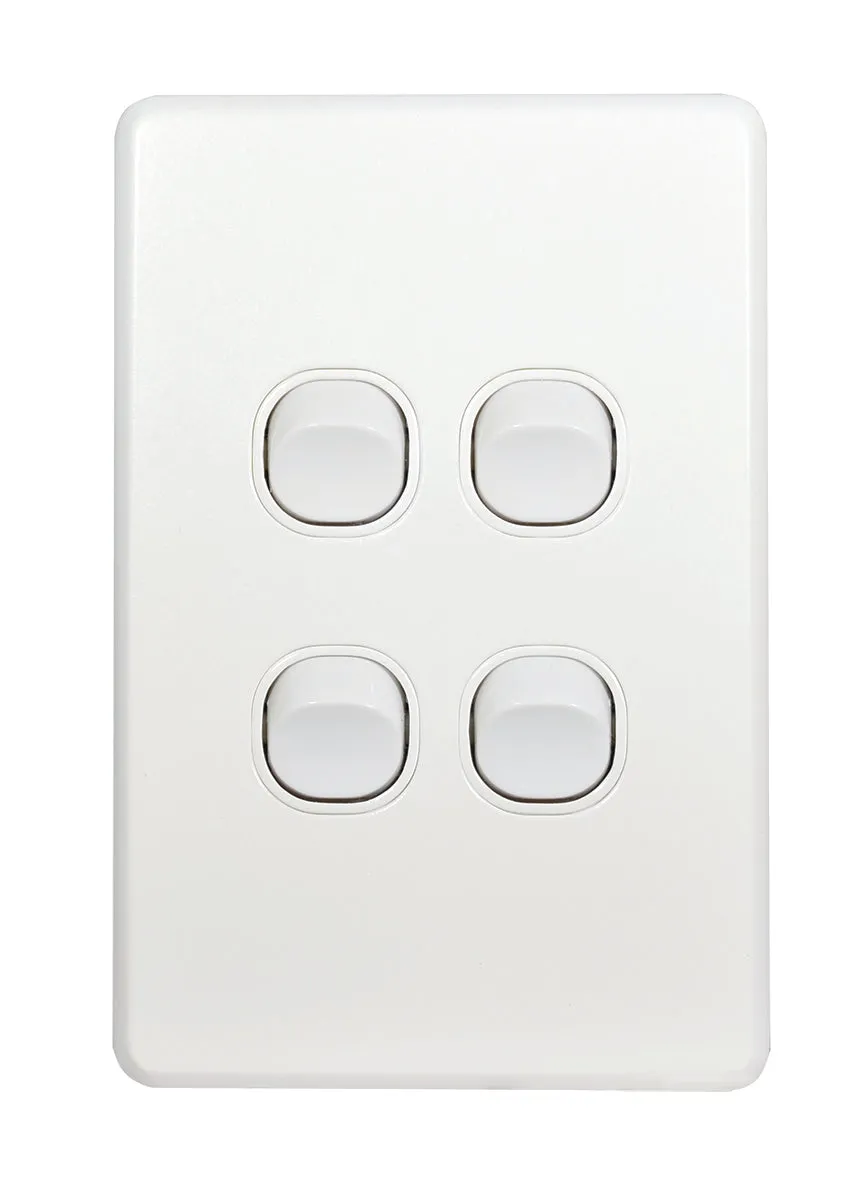 Flat Cat Slimline 4 Gang Complete Switch