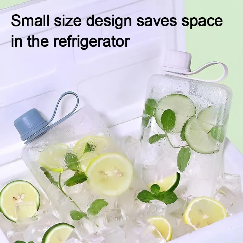 Flat Water Bottle Travel Flask Portable 10.5 oz BPA Free Tritan Square Water Bottles Leakproof Slim Small Water Bottle for Purse Travel Pocket Sports Fitness(White, 10.5)