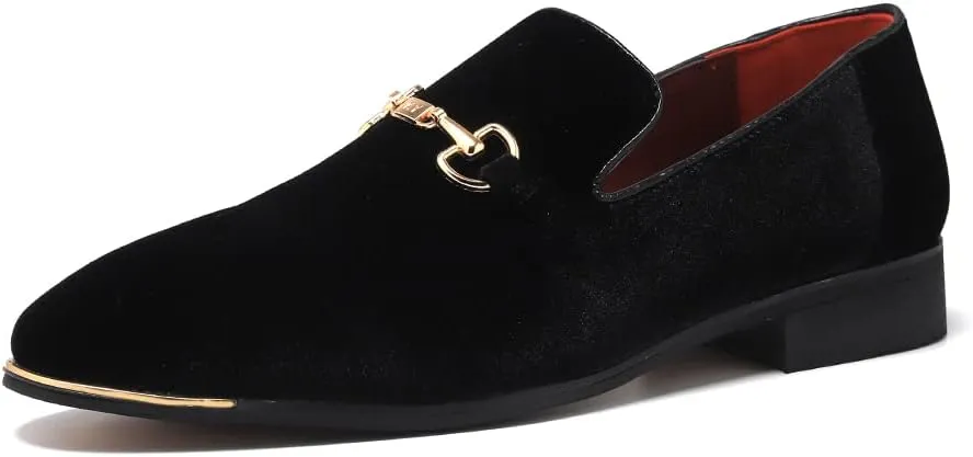 FLQL Men's Luxury Penny Loafer Slip-On Velvet Shoes Party Dancing Shoes Suede Wedding Shoes Plus Size 7-13