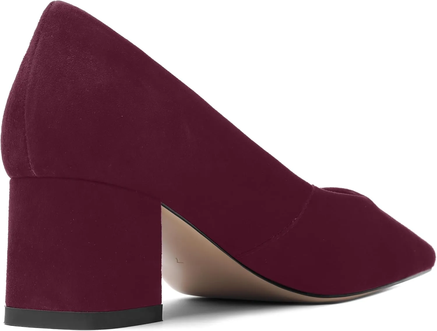 FOGEENA Womens Dress Comfortable Suede Leather Square Toe Slip On Wedding Chunky Low Heel Pumps Dress Shoes 2.2 Inch