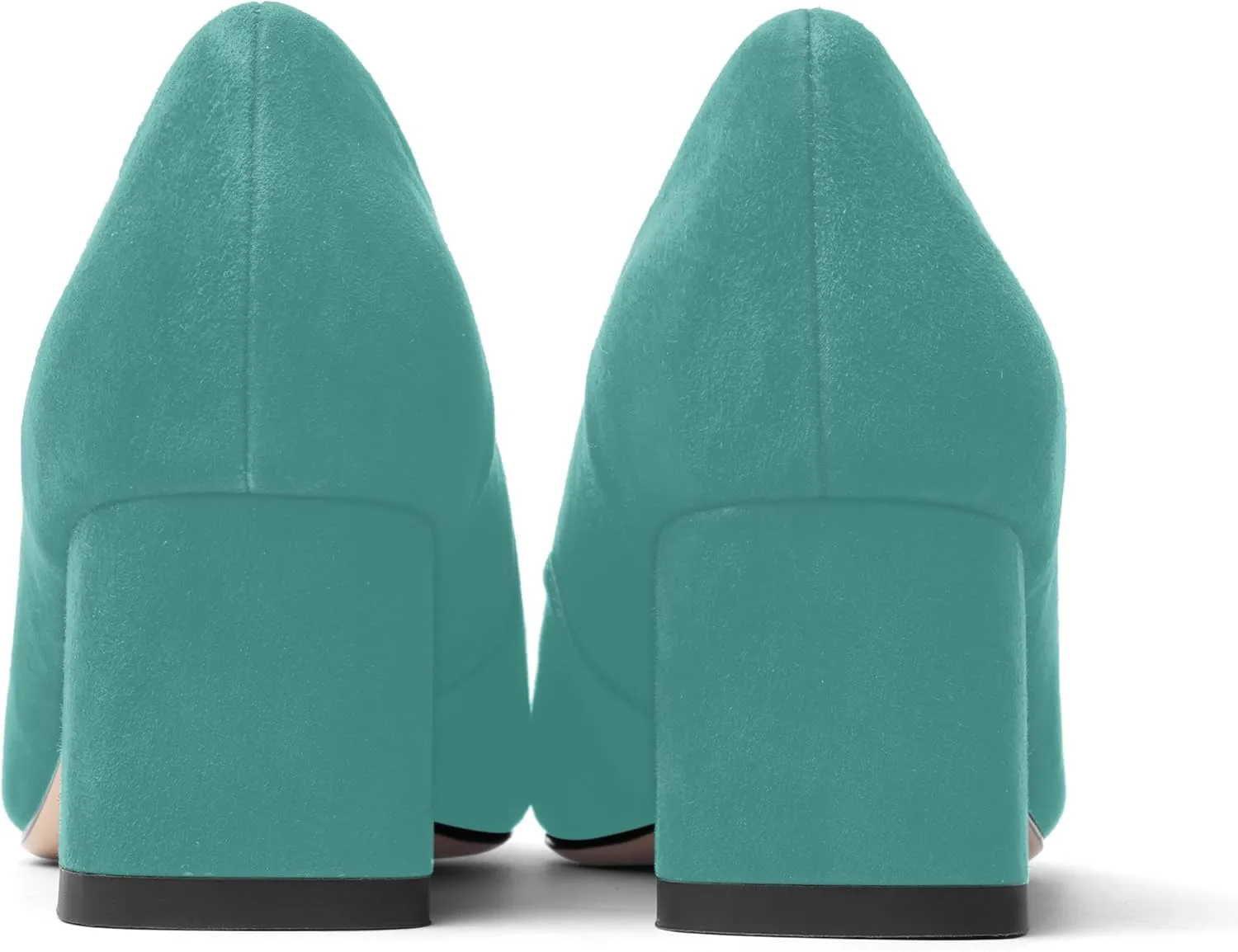 FOGEENA Womens Dress Comfortable Suede Leather Square Toe Slip On Wedding Chunky Low Heel Pumps Dress Shoes 2.2 Inch
